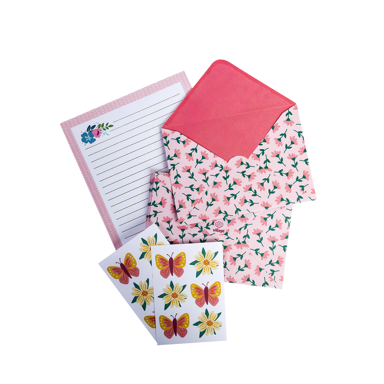 Pack de esquelas, sobres y stickers - Flores